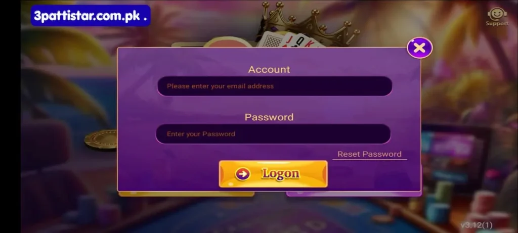 log in 3 patti star